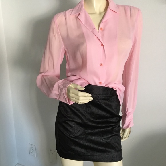 {new} DKNY Pink silk button down blouse - Picture 3 of 8